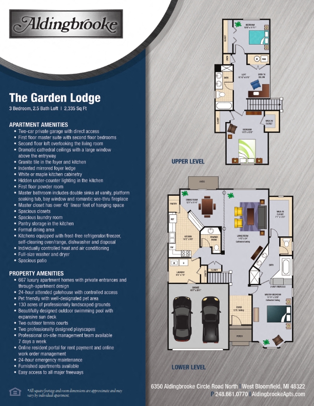 Garden Lodge - includes a 2 car attached garage floor plan